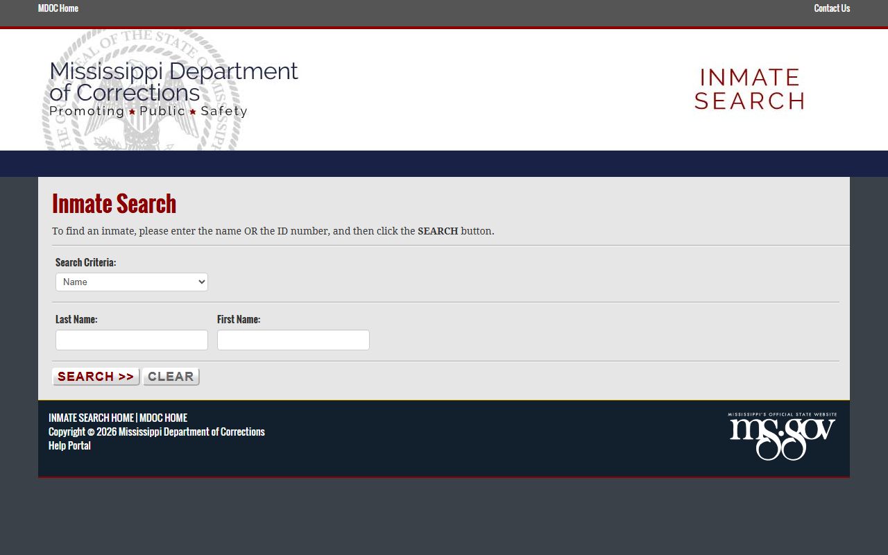 Webster County inmate records MDOC legacy inmate search fields